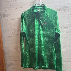 St Patricks Day Irish Under Armour green white tie dye half zip pull over size L